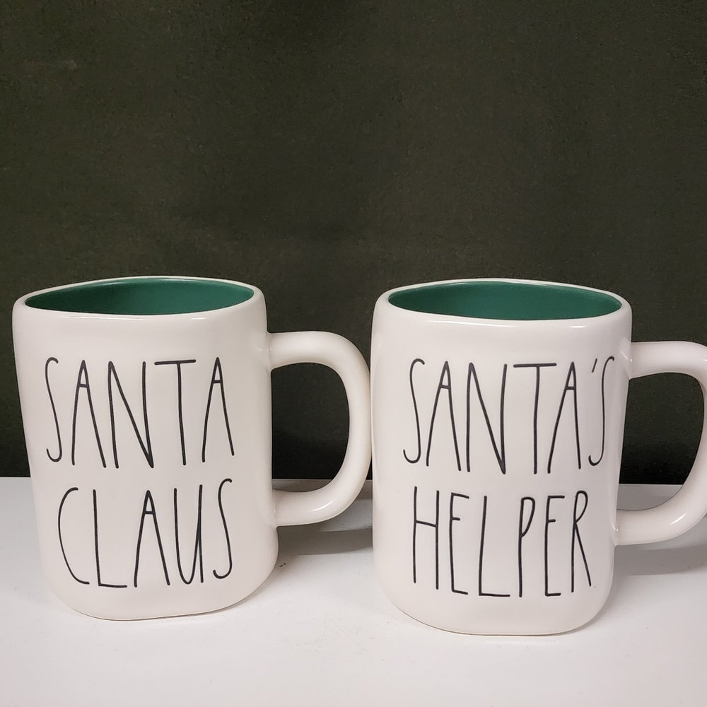 Rae Dunn SANTA CLAUS SANTA'S HELPER Mug Set